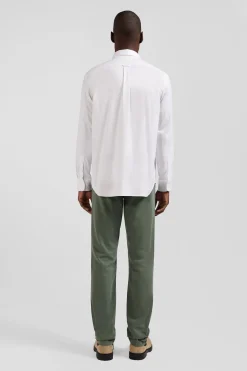 Chemise unie blanche en coton stretch mélangé coupe Regular