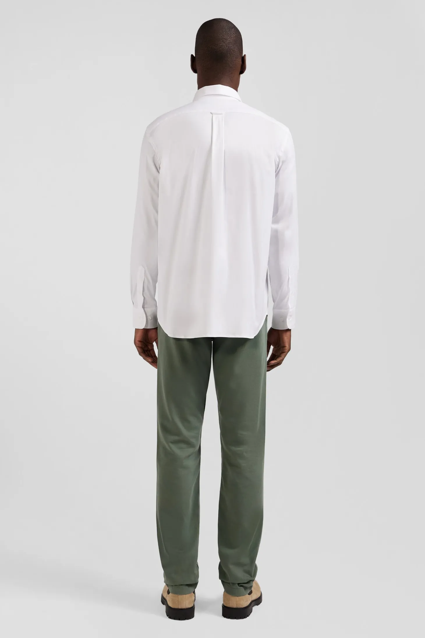 Chemise unie blanche en coton stretch mélangé coupe Regular