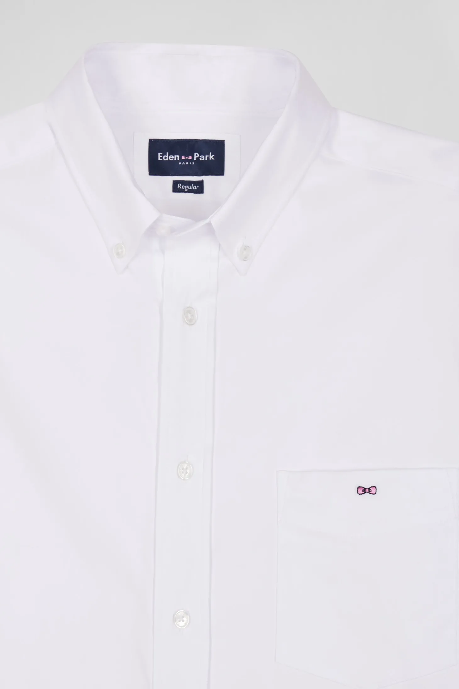 Chemise unie blanche en coton stretch mélangé coupe Regular