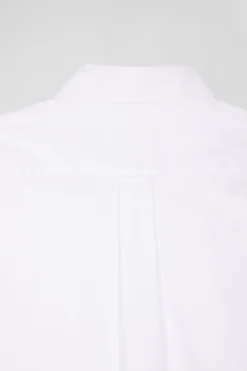 Chemise unie blanche en coton stretch mélangé coupe Regular