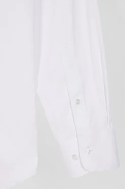 Chemise unie blanche en coton stretch mélangé coupe Regular