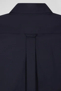 Chemise unie bleu marine en coton stretch mélangé coupe Regular