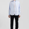 Chemise unie ciel en coton stretch mélangé coupe Regular