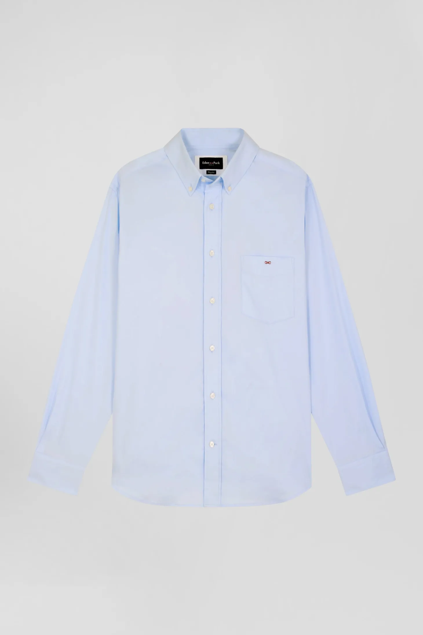 Chemise unie ciel en coton stretch mélangé coupe Regular