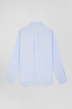 Chemise unie ciel en coton stretch mélangé coupe Regular