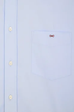 Chemise unie ciel en coton stretch mélangé coupe Regular