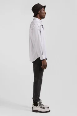 Chemise unie grise en coton stretch mélangé coupe Regular