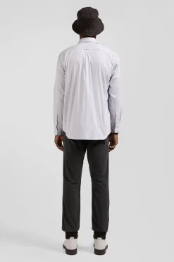 Chemise unie grise en coton stretch mélangé coupe Regular