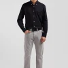 Chemise unie noire en coton stretch mélangé coupe Regular