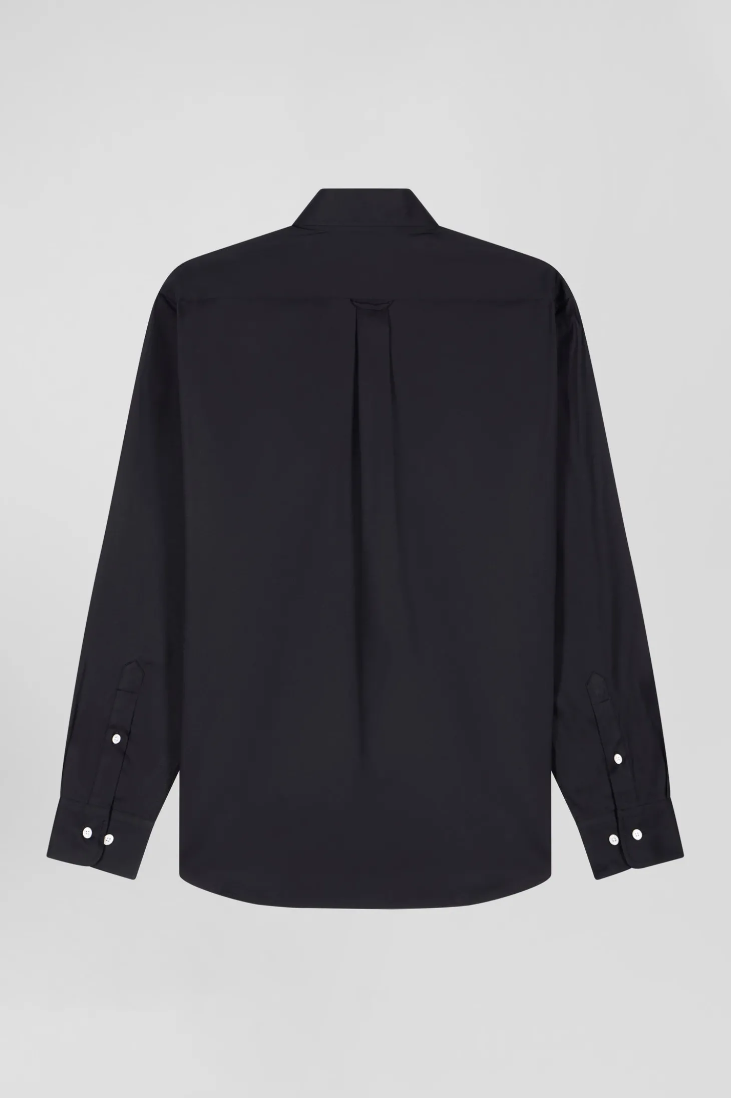 Chemise unie noire en coton stretch mélangé coupe Regular