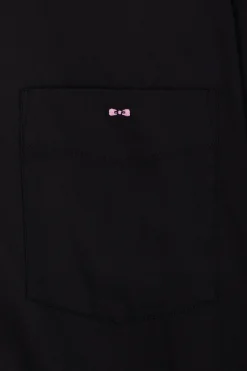 Chemise unie noire en coton stretch mélangé coupe Regular