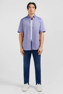 Chemisette bleu marine unie en coton