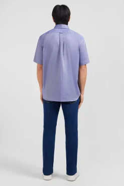 Chemisette bleu marine unie en coton