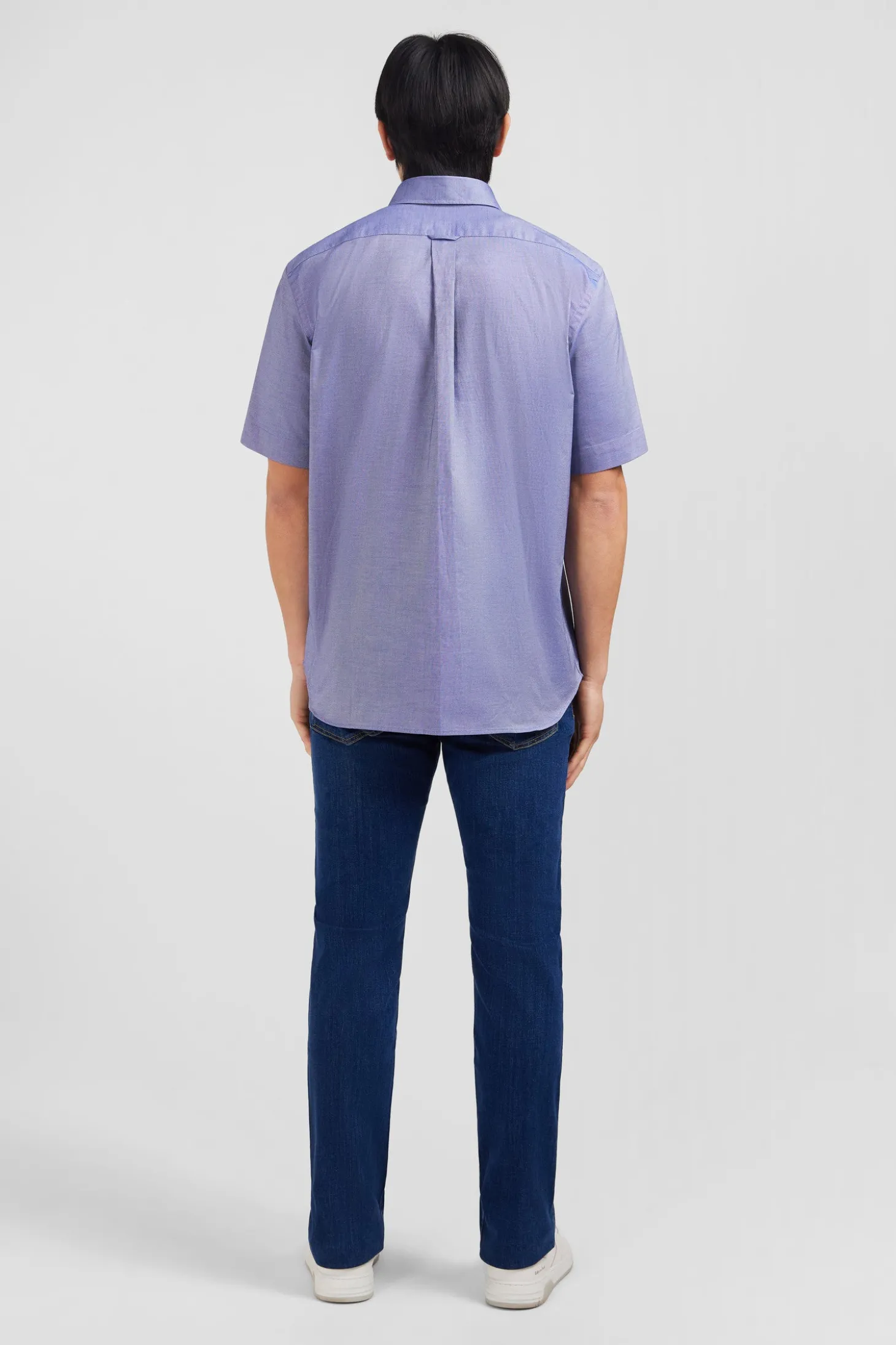 Chemisette bleu marine unie en coton
