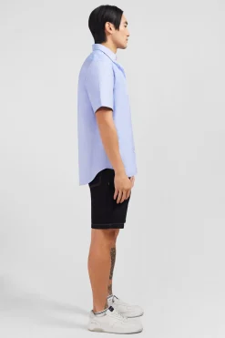 Chemisette bleu unie en coton