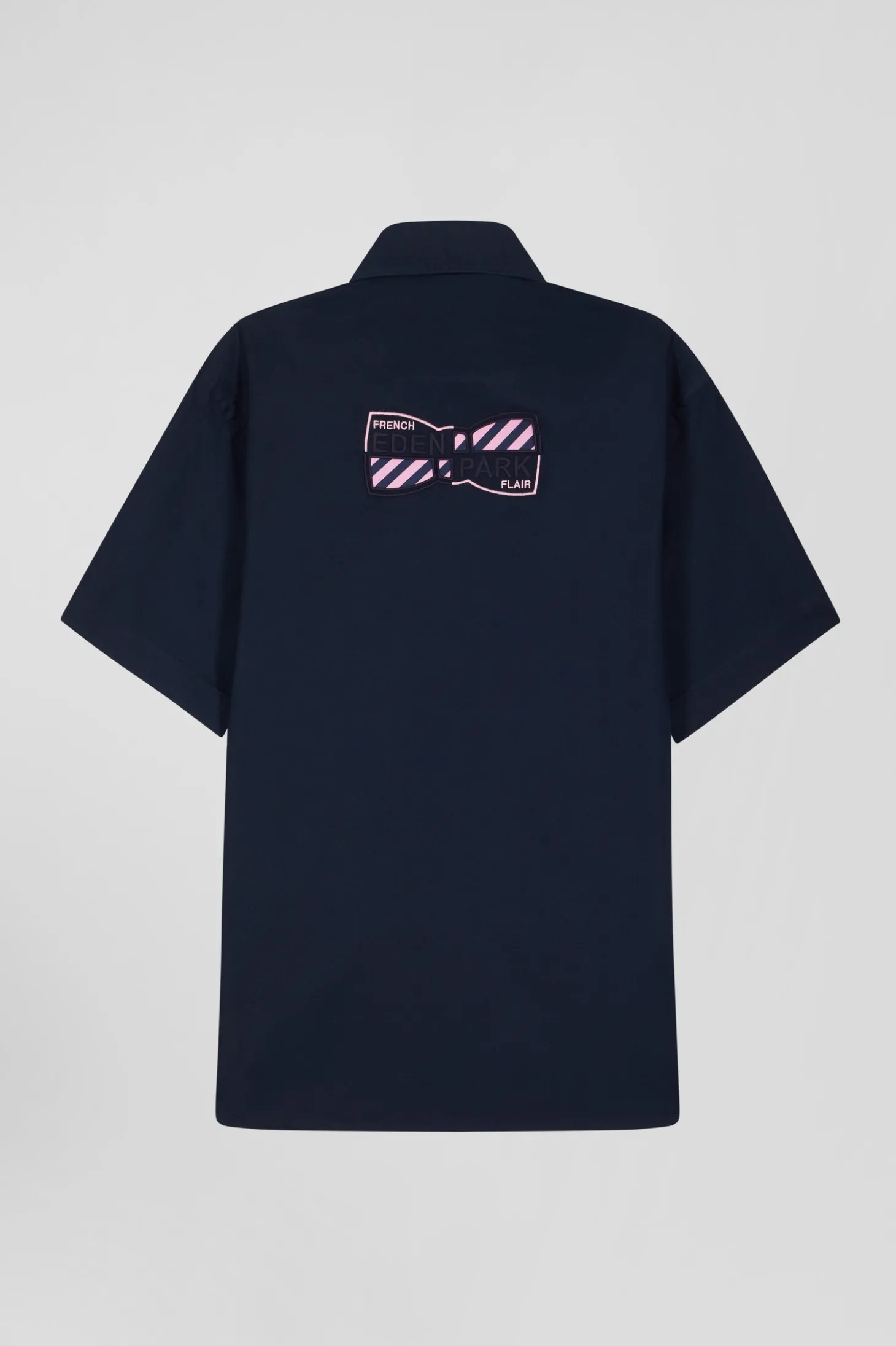 Chemisette en coton bleu marine coupe Regular broderie dos