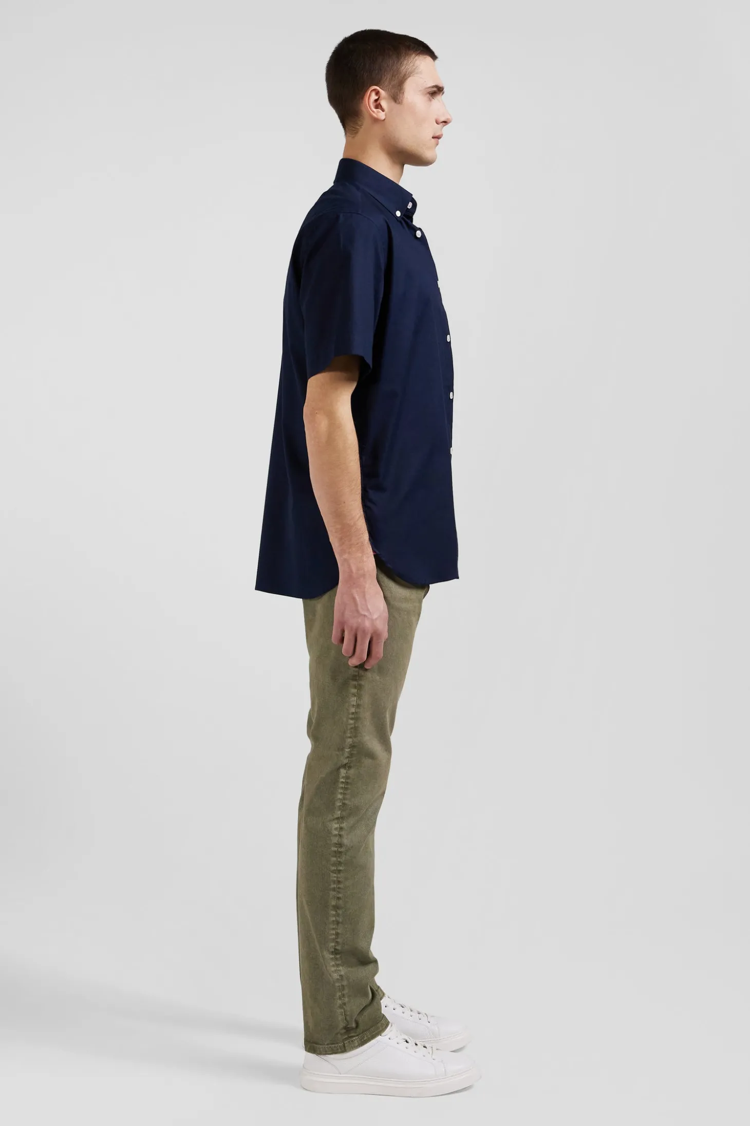 Chemisette en coton bleu marine coupe Regular broderie dos