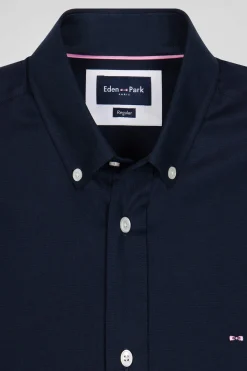 Chemisette en coton bleu marine coupe Regular broderie dos
