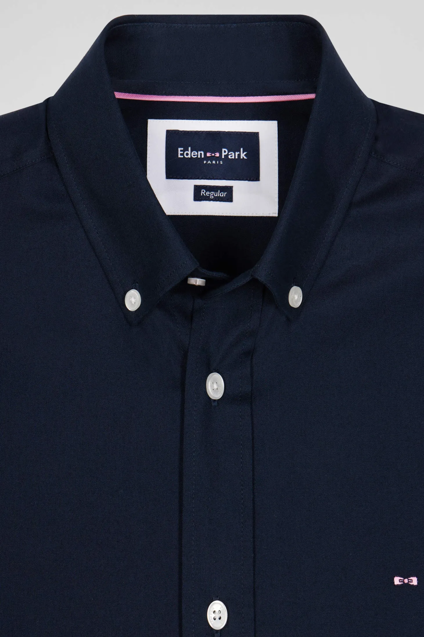 Chemisette en coton bleu marine coupe Regular broderie dos