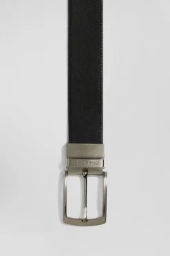 Coffret ceinture en cuir noir et deux boucles métal