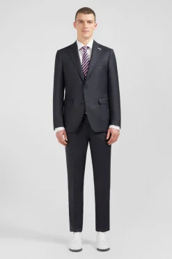Costume regular en laine gris foncé