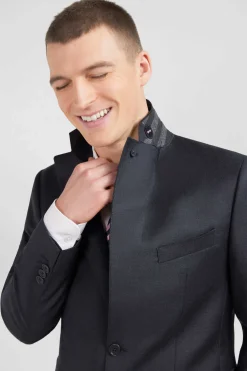 Costume regular en laine gris foncé