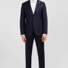 Costume slim en laine bleu marine