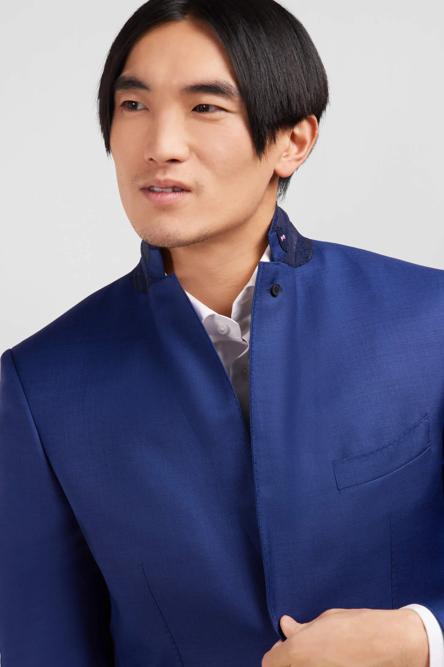 Costume slim en laine bleu