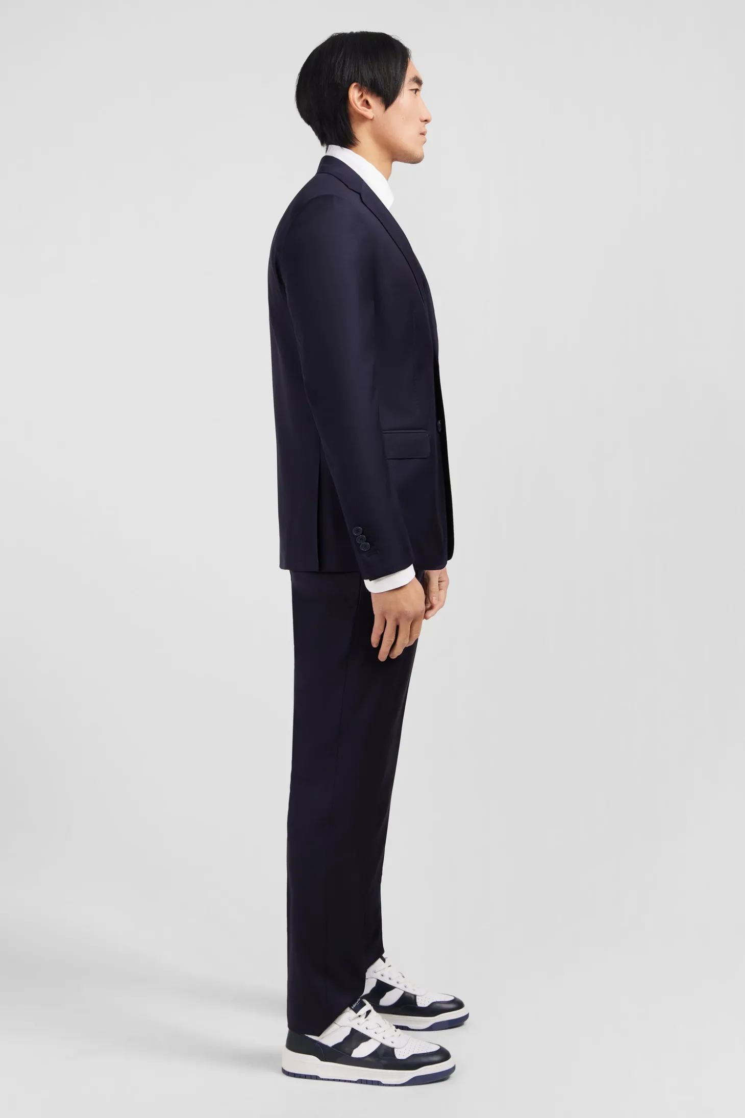 Costume slim en laine bleu marine