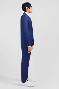 Costume slim en laine bleu