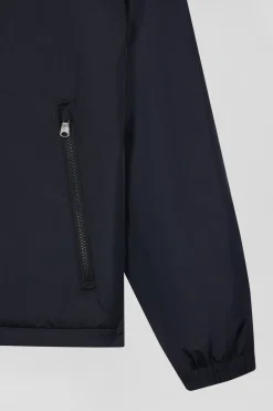 Coupe vent bleu marine en nylon mat broderie dos cerclée