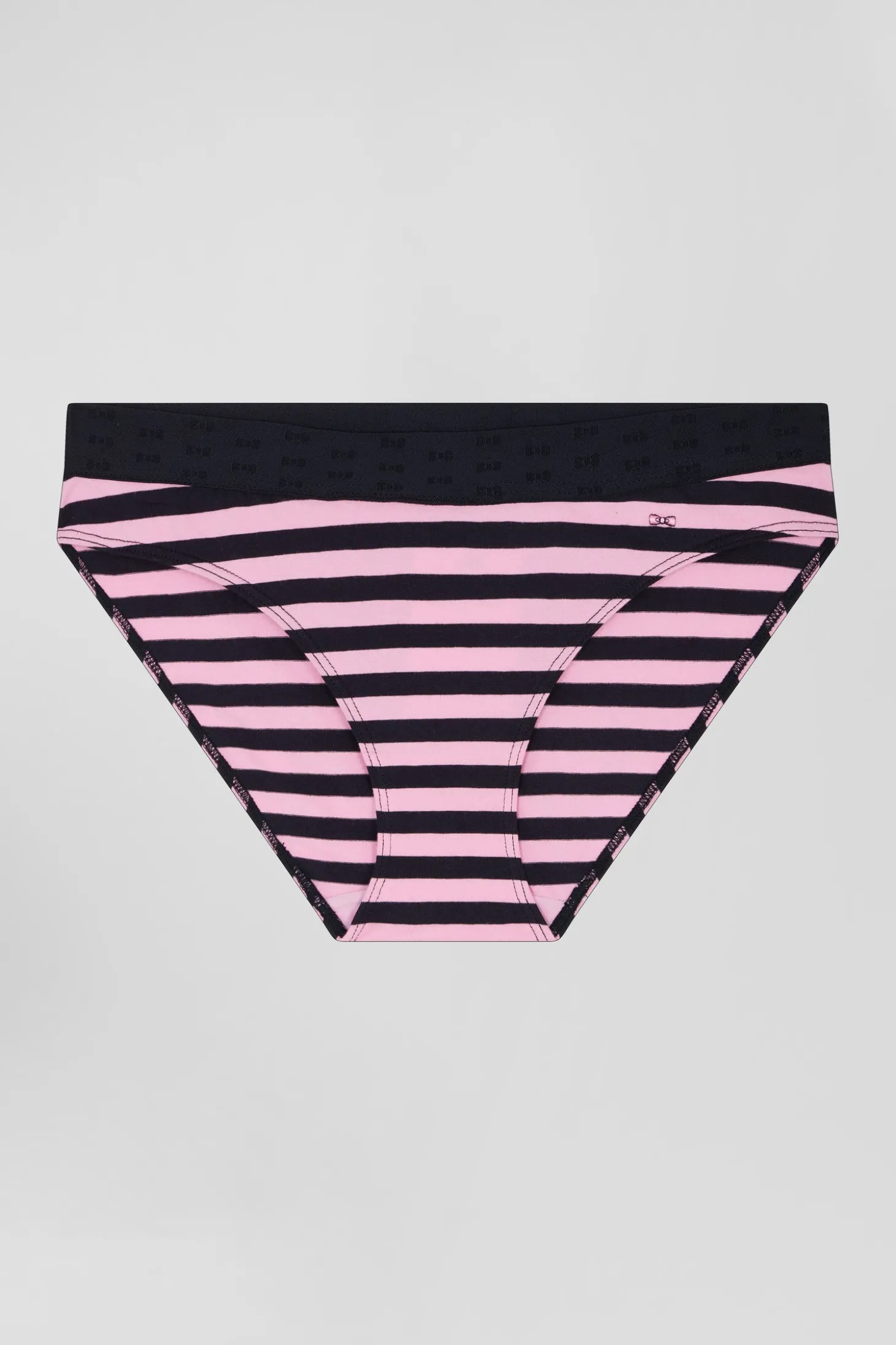 Culotte en jersey de coton stretch cerclée bleu marine et rose