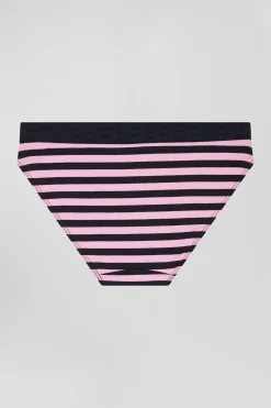 Culotte en jersey de coton stretch cerclée bleu marine et rose
