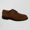 Derbies lacés en cuir suédé marron