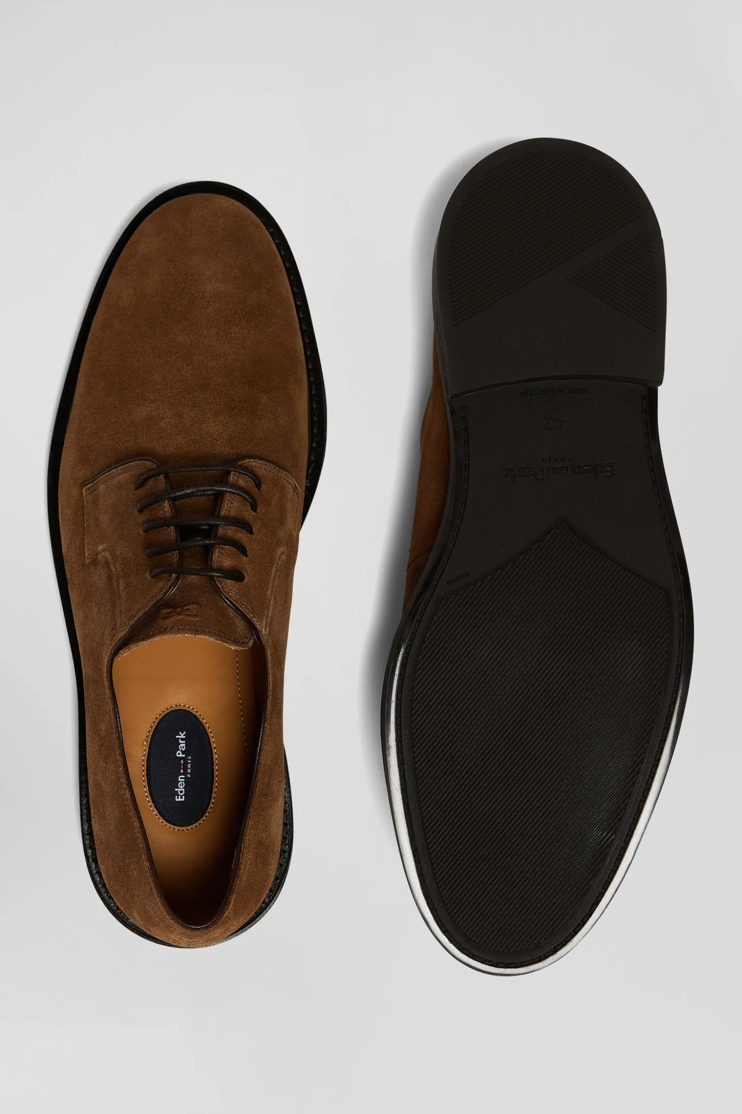 Derbies lacés en cuir suédé marron