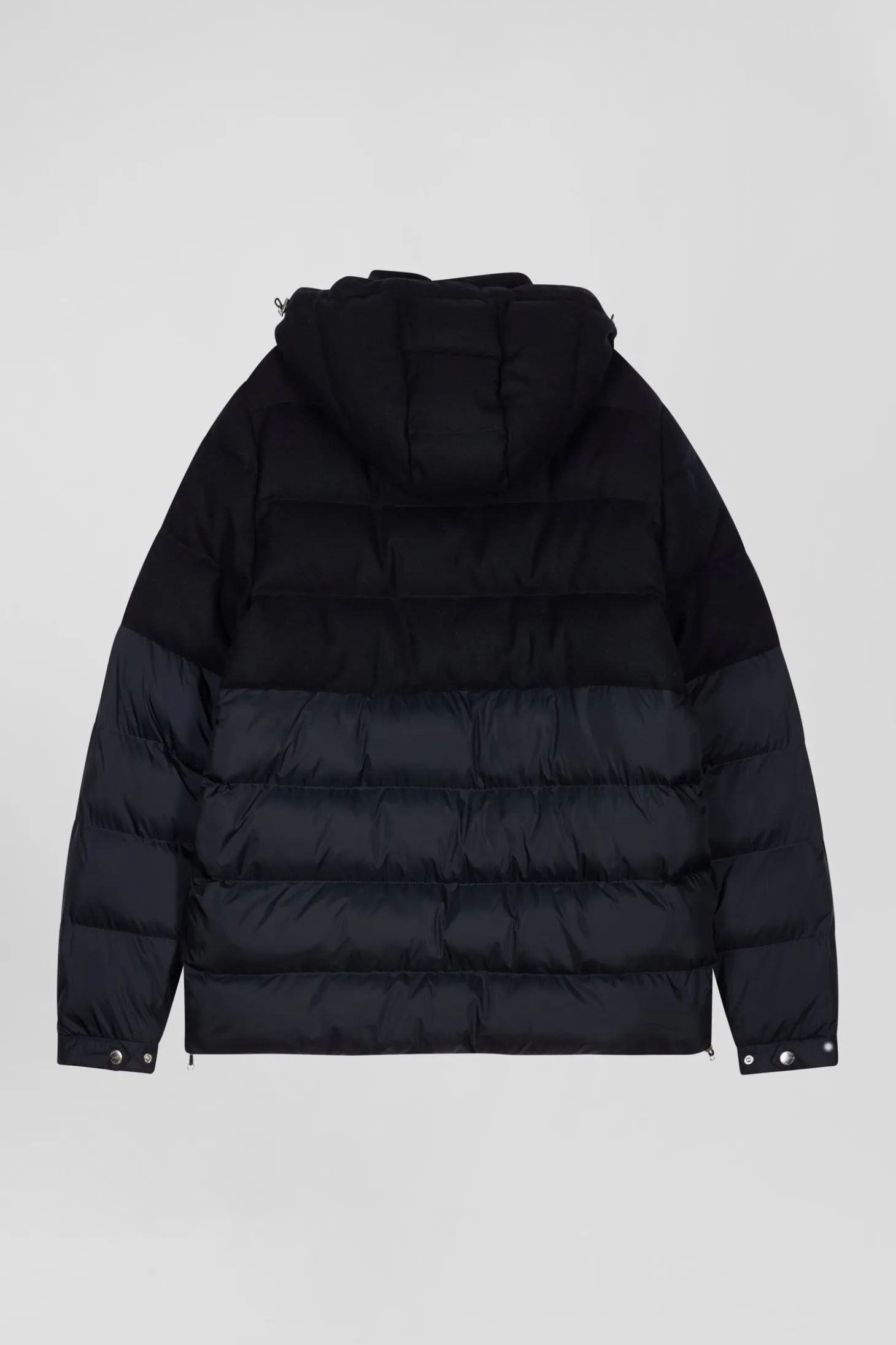 Doudoune bimatière flanelle et nylon bleu marine