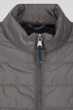 Doudoune sans manches matelassée à col montant gris