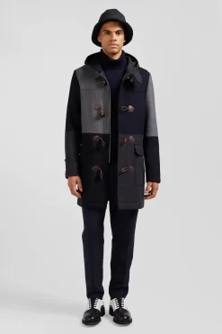 Duffle coat Barbarian coupé-cousu en laine mélangée bleu marine