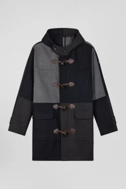 Duffle coat Barbarian coupé-cousu en laine mélangée bleu marine