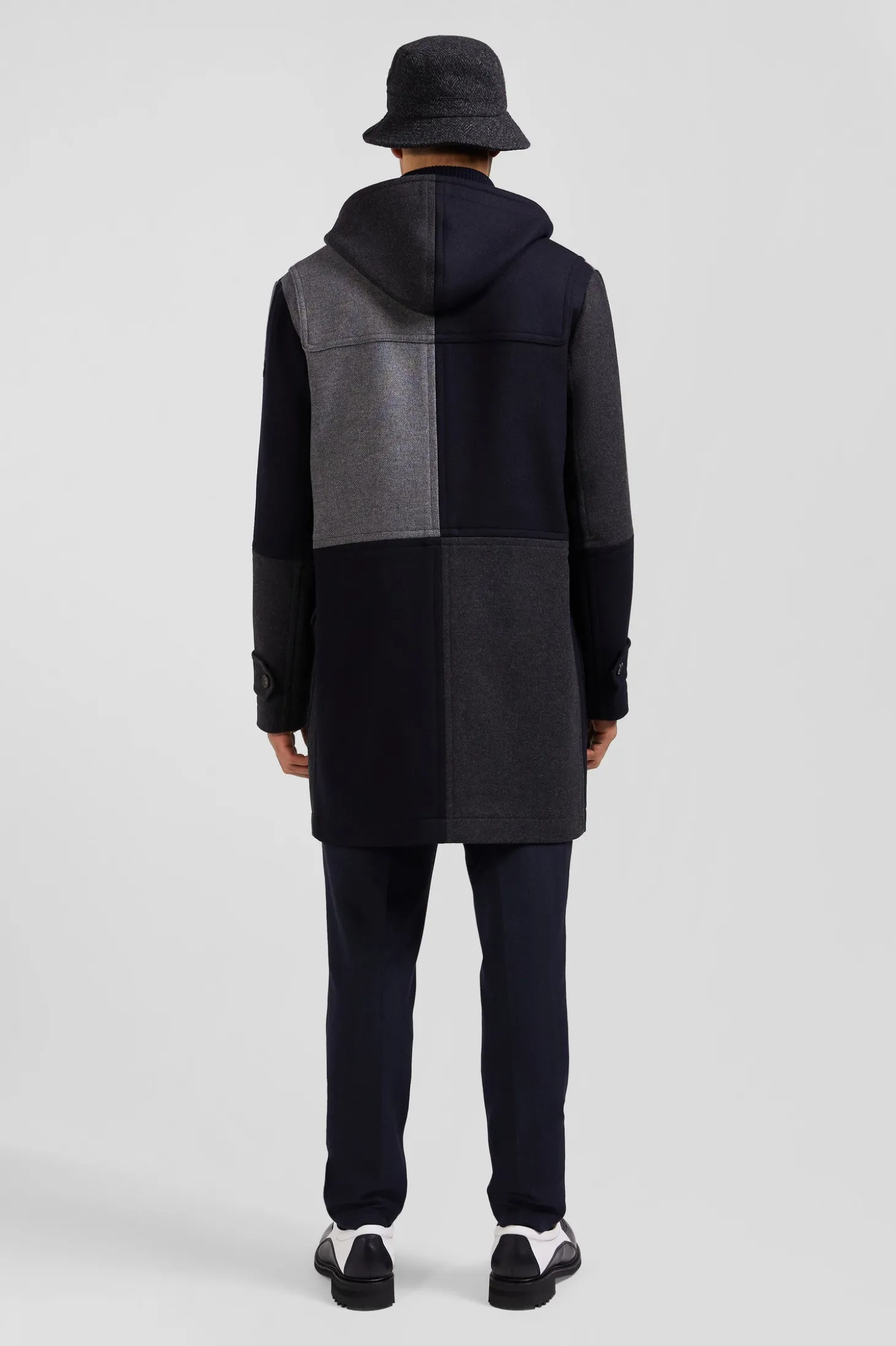 Duffle coat Barbarian coupé-cousu en laine mélangée bleu marine