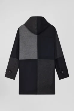 Duffle coat Barbarian coupé-cousu en laine mélangée bleu marine