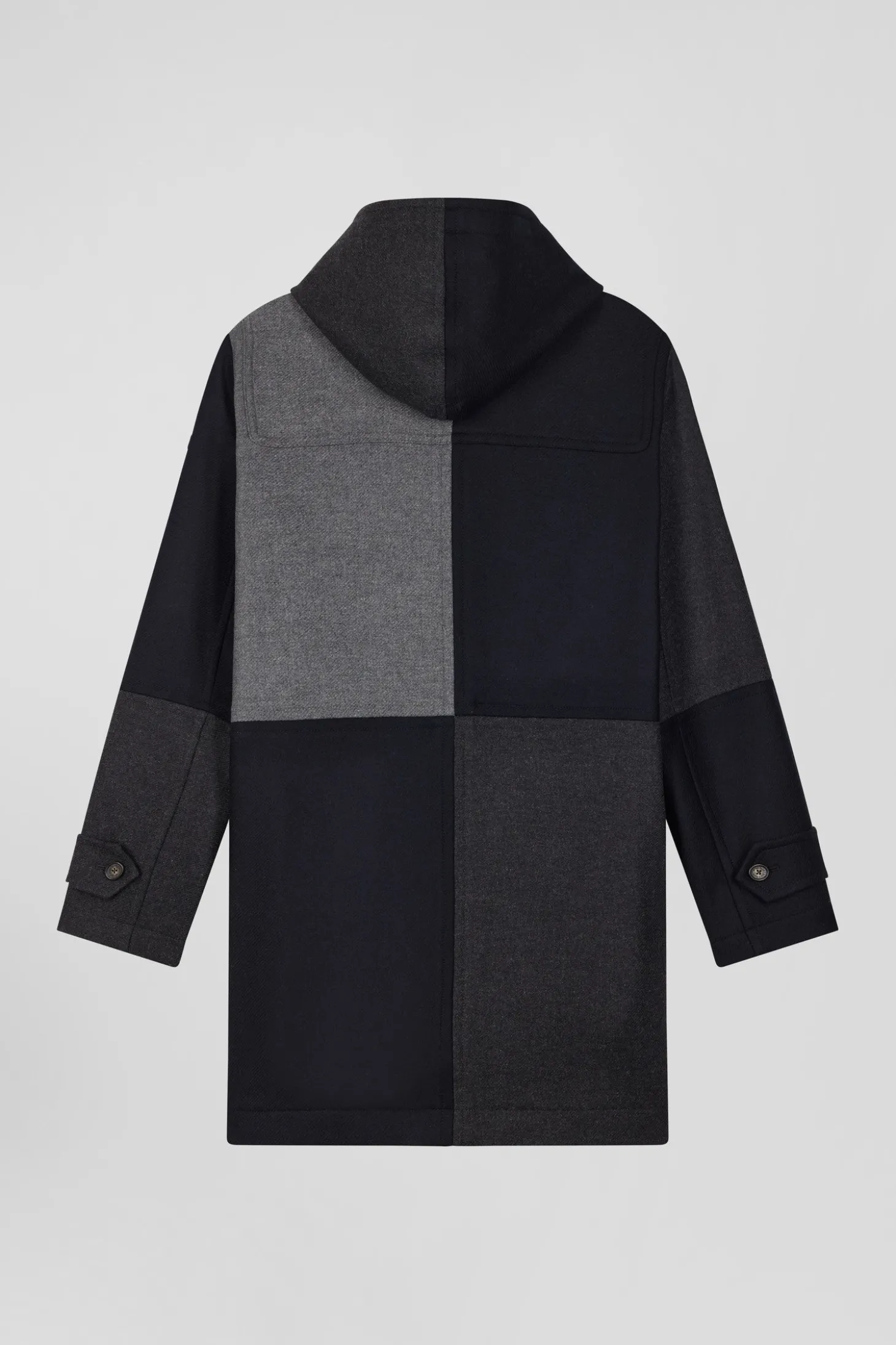 Duffle coat Barbarian coupé-cousu en laine mélangée bleu marine