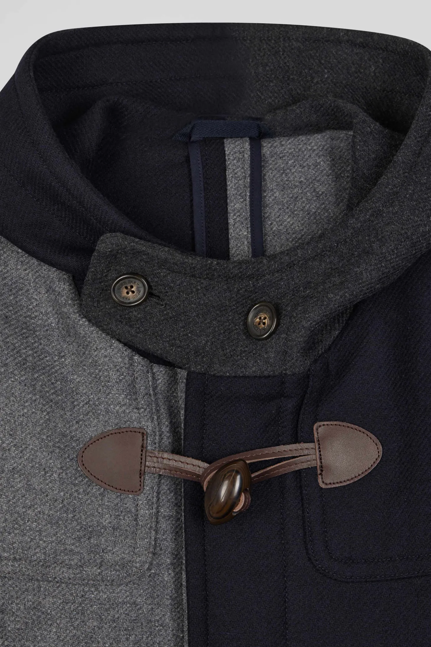 Duffle coat Barbarian coupé-cousu en laine mélangée bleu marine