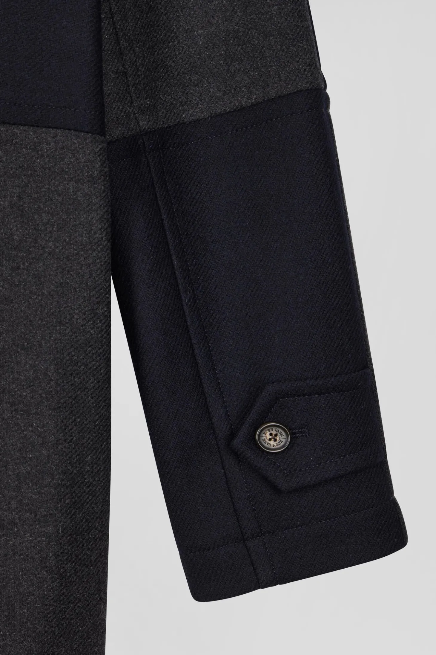 Duffle coat Barbarian coupé-cousu en laine mélangée bleu marine