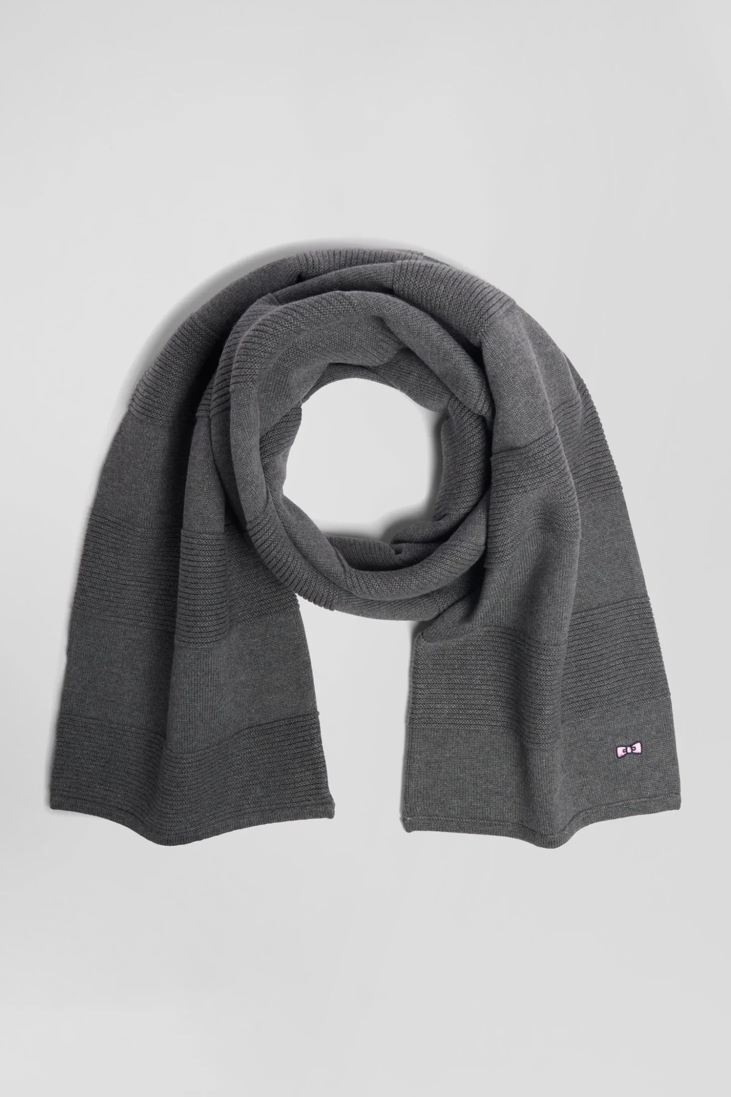 Echarpe à rayures cerclées en coton gris anthracite
