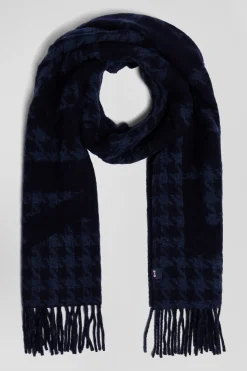 Echarpe en laine mélangée bleu marine lettrage jacquard Eden Park