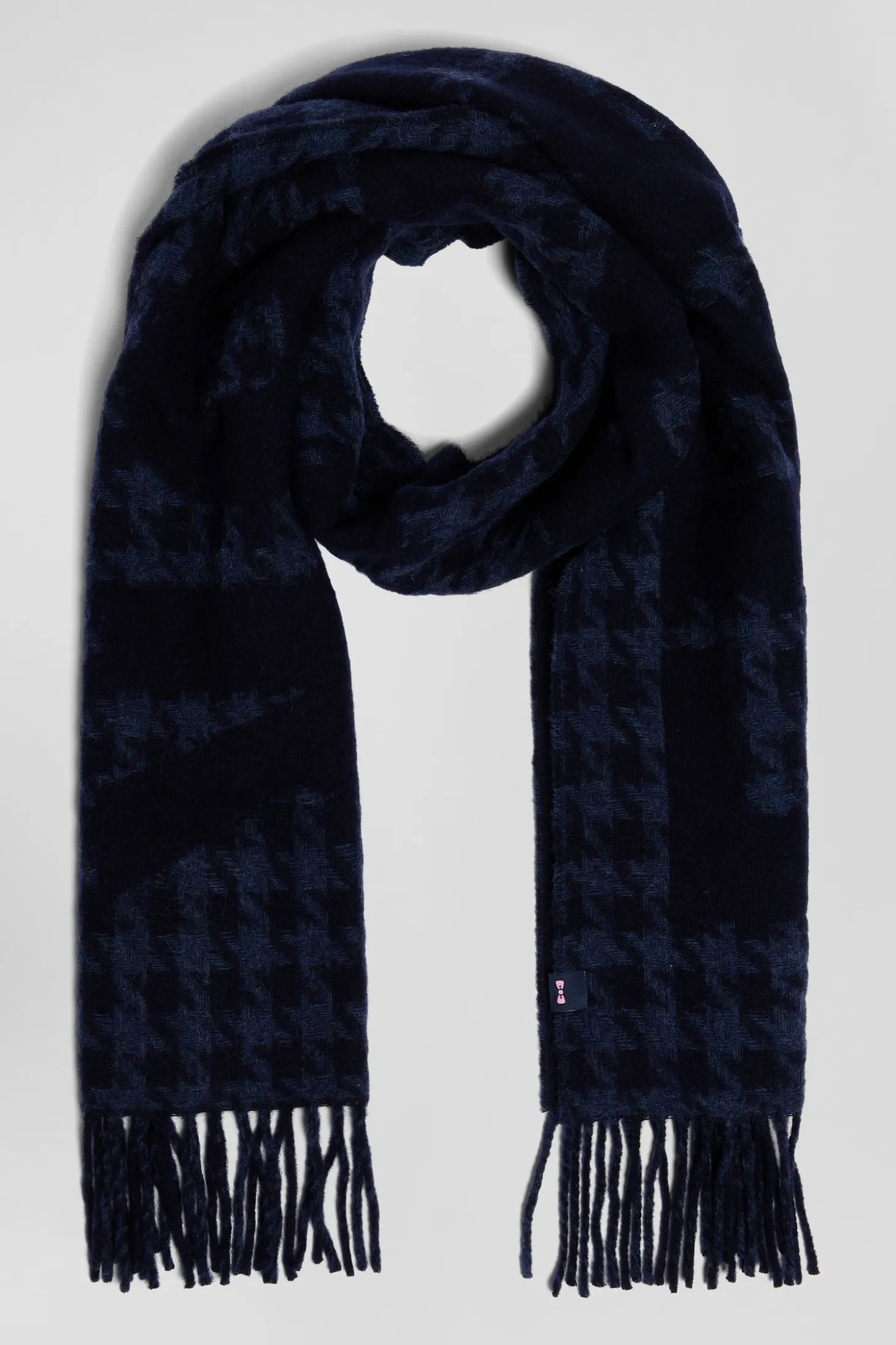 Echarpe en laine mélangée bleu marine lettrage jacquard Eden Park