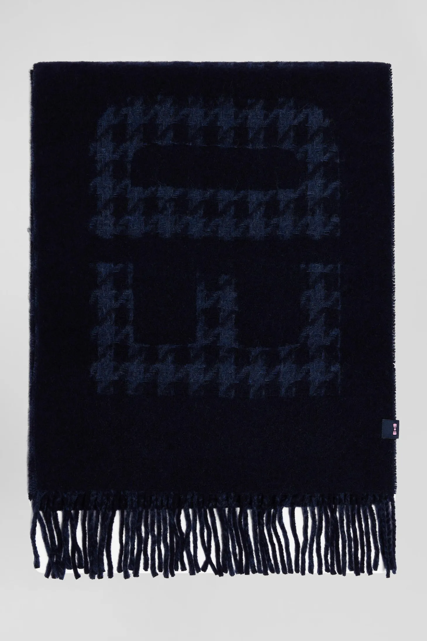 Echarpe en laine mélangée bleu marine lettrage jacquard Eden Park