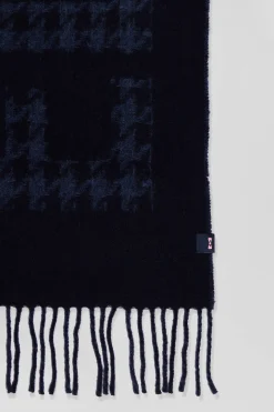 Echarpe en laine mélangée bleu marine lettrage jacquard Eden Park
