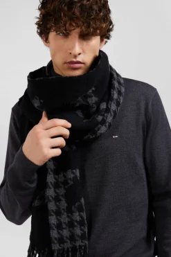 Echarpe en laine mélangée noir Lettrage jacquard Eden Park